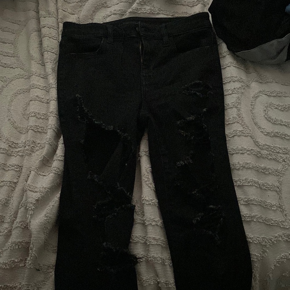 american eagle black ripped jeans